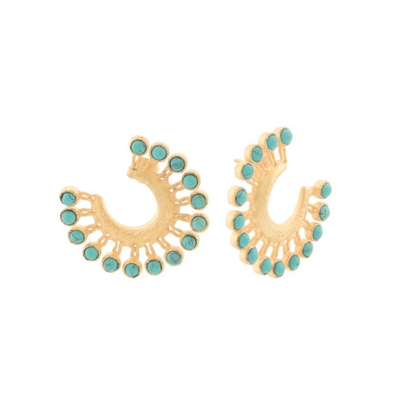 SHAANTI JEWELS  India 18kt Gold Plated Peacock Feathers Front Hoops - Picture 1 of 2